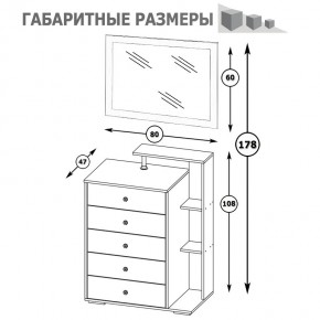 Камелия Комод + Зеркало, цвет белый, ШхГхВ 80х46,8х178 см., НЕ универсальная сборка в Кудымкаре - kudymkar.mebel24.online | фото 6