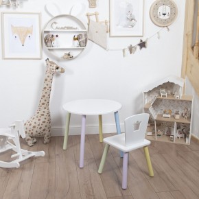 Комплект детский стол КРУГЛЫЙ и стул КОРОНА ROLTI Baby (белая столешница/белое сиденье/цветные ножки) в Кудымкаре - kudymkar.mebel24.online | фото