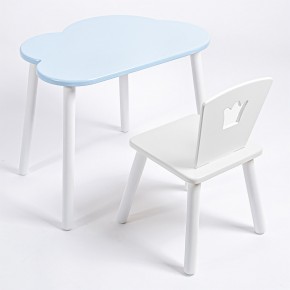 Комплект детский стол ОБЛАЧКО и стул КОРОНА ROLTI Baby (голубая  столешница/белое сиденье/белые ножки) в Кудымкаре - kudymkar.mebel24.online | фото 1