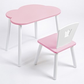 Комплект детский стол ОБЛАЧКО и стул КОРОНА ROLTI Baby (розовая столешница/розовое сиденье/белые ножки) в Кудымкаре - kudymkar.mebel24.online | фото