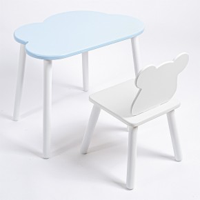 Комплект детский стол ОБЛАЧКО и стул МИШКА ROLTI Baby (голубая столешница/белое сиденье/белые ножки) в Кудымкаре - kudymkar.mebel24.online | фото 1
