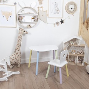 Комплект детский стол ОБЛАЧКО и стул ЗВЕЗДА ROLTI Baby (белая столешница/белое сиденье/цветные ножки) в Кудымкаре - kudymkar.mebel24.online | фото