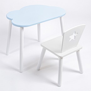 Комплект детский стол ОБЛАЧКО и стул ЗВЕЗДА ROLTI Baby (голубая столешница/белое сиденье/белые ножки) в Кудымкаре - kudymkar.mebel24.online | фото