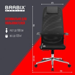 Кресло BRABIX PREMIUM "Ultimate EX-801" хром, плотная двойная сетка Х2, черное, 532917 в Кудымкаре - kudymkar.mebel24.online | фото 7