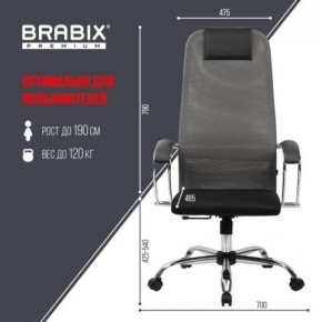 Кресло офисное BRABIX PREMIUM "Ultimate EX-800" хром, плотная двойная сетка Х2, черное/серое, 532912 в Кудымкаре - kudymkar.mebel24.online | фото 3