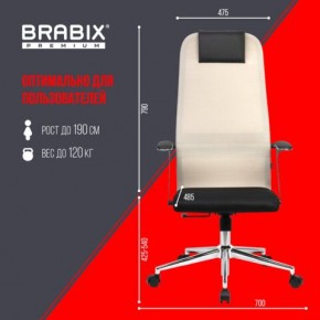 Кресло офисное BRABIX PREMIUM "Ultimate EX-801" хром, плотная двойная сетка Х2, черное/бежевое, 532919 в Кудымкаре - kudymkar.mebel24.online | фото 6