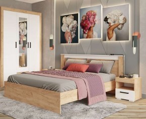 Кровать Адель 1.4 Настил из ДСП 2с дуб крафт золотой/белый в Кудымкаре - kudymkar.mebel24.online | фото 2