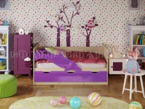 Кровать Дельфин-1 800*1600 (Фиолетовый металлик/дуб крафт белый) в Кудымкаре - kudymkar.mebel24.online | фото