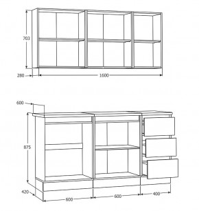 Кухня Хилтон 1.6 м (Белый текстурный/Дуб Вотан) в Кудымкаре - kudymkar.mebel24.online | фото 3