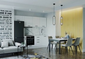 Кухонный гарнитур Белый Глянец 2550 (Стол. 26мм) в Кудымкаре - kudymkar.mebel24.online | фото 1