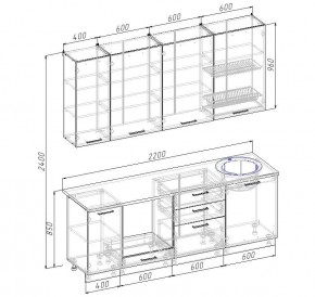 Кухонный гарнитур Дели 2200 (Стол. 26мм) в Кудымкаре - kudymkar.mebel24.online | фото 2