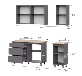 Кухонный гарнитур ДЕНВЕР (1600) Графит серый/Дуб Сонома в Кудымкаре - kudymkar.mebel24.online | фото 2
