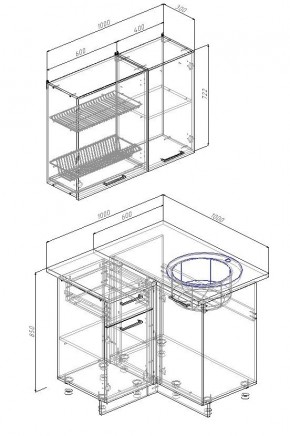 Кухонный гарнитур угловой Лада 1000х1000 (Стол. 38мм) в Кудымкаре - kudymkar.mebel24.online | фото 2