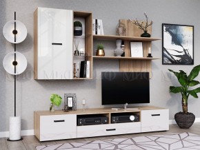 Нэнси New Тумба ТВ ЛДСП (2дв.+1ящ.) Белый глянец/Сонома в Кудымкаре - kudymkar.mebel24.online | фото 3