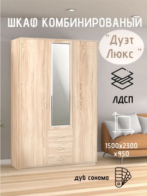Шкаф комбинированный Дуэт Люкс с зеркалом в Кудымкаре - kudymkar.mebel24.online | фото