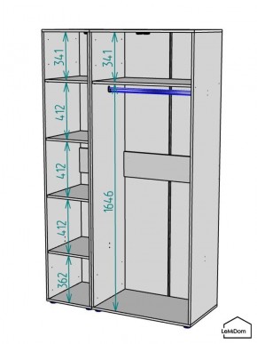Шкаф Linnea MHR-3-1 2050х1200х510 (Графит-М 11.1.25) в Кудымкаре - kudymkar.mebel24.online | фото 3