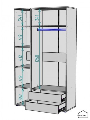 Шкаф Linnea MHR-3-2 2050х1200х510 (ДВ-М 11.1.25) в Кудымкаре - kudymkar.mebel24.online | фото 3