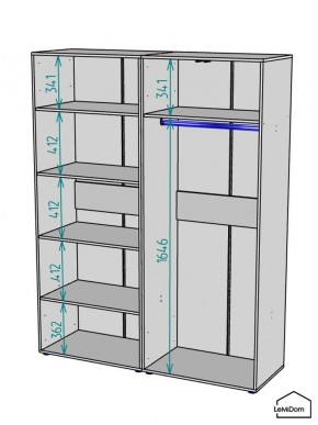 Шкаф Linnea MHR-4-1 2050х1600х510 (Графит-М 11.1.25) в Кудымкаре - kudymkar.mebel24.online | фото 3