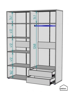 Шкаф Linnea MHR-4-2 2050х1600х510 (Графит-М 11.1.25) в Кудымкаре - kudymkar.mebel24.online | фото 3