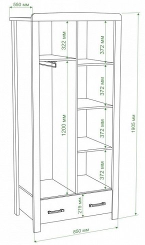 Шкаф платяной Бартоло Ш2Д в Кудымкаре - kudymkar.mebel24.online | фото 2