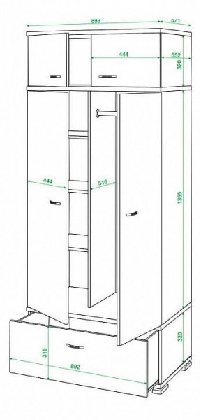 Шкаф платяной Домино КС-20 в Кудымкаре - kudymkar.mebel24.online | фото 3