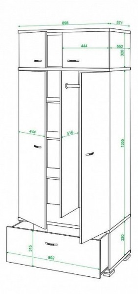 Шкаф платяной Домино КС-20 в Кудымкаре - kudymkar.mebel24.online | фото 2