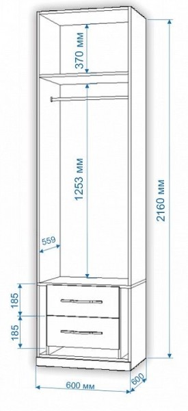 Шкаф платяной Нобиле Пл-60/60 в Кудымкаре - kudymkar.mebel24.online | фото 2
