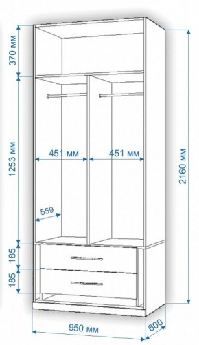 Шкаф платяной Нобиле Пл-95/60 в Кудымкаре - kudymkar.mebel24.online | фото 2