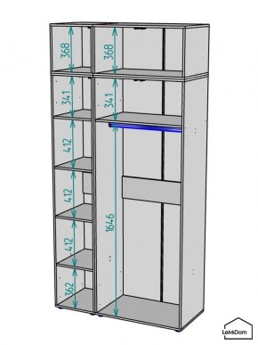 Шкаф с антресолью Linnea MHR-3A-1 2450х1200х510 (Графит-М 11.1.25) в Кудымкаре - kudymkar.mebel24.online | фото 3