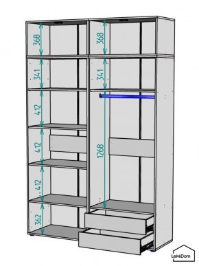 Шкаф с антресолью Linnea MHR-4A-2 2450х1600х510 (Графит-М 11.1.25) в Кудымкаре - kudymkar.mebel24.online | фото 3