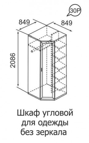 Шкаф угловой для одежды Ника-Люкс 30 без зеркал в Кудымкаре - kudymkar.mebel24.online | фото 3
