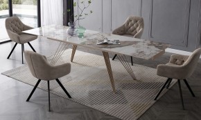 Стол ACERRA NEW 160 GLOSS LUXURY PANDORA SOLID CERAMIC/ каркас цвета шампань, ®DISAUR в Кудымкаре - kudymkar.mebel24.online | фото 3