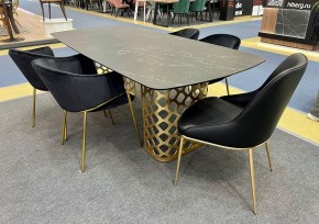 Стол CHIAVARI 220 KL-116 Черный мрамор матовый, итальянская керамика / бронзовый, ®DISAUR в Кудымкаре - kudymkar.mebel24.online | фото 2