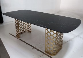 Стол CHIAVARI 220 KL-116 Черный мрамор матовый, итальянская керамика / бронзовый, ®DISAUR в Кудымкаре - kudymkar.mebel24.online | фото 4
