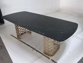 Стол CHIAVARI 220 KL-116 Черный мрамор матовый, итальянская керамика / бронзовый, ®DISAUR в Кудымкаре - kudymkar.mebel24.online | фото 6