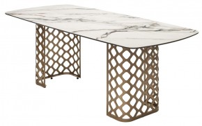 Стол CHIAVARI 220 KL-188 Контрастный мрамор матовый, итальянская керамика / Шампань, ®DISAUR в Кудымкаре - kudymkar.mebel24.online | фото