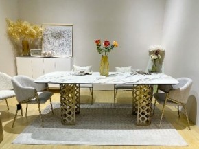 Стол CHIAVARI 220 KL-188 Контрастный мрамор матовый, итальянская керамика / Шампань, ®DISAUR в Кудымкаре - kudymkar.mebel24.online | фото 2