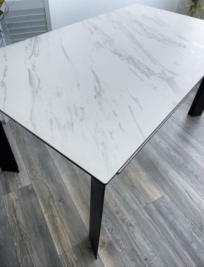 Стол CREMONA 140 KL-99 Белый мрамор матовый, итальянская керамика / черный каркас, ®DISAUR в Кудымкаре - kudymkar.mebel24.online | фото 3