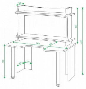 Стол компьютерный Домино lite СКЛ-Игр140 в Кудымкаре - kudymkar.mebel24.online | фото 2