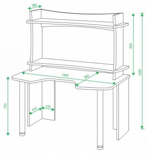 Стол компьютерный Домино Lite СКЛ-Игр140+НКИЛ140ВЛ в Кудымкаре - kudymkar.mebel24.online | фото 3