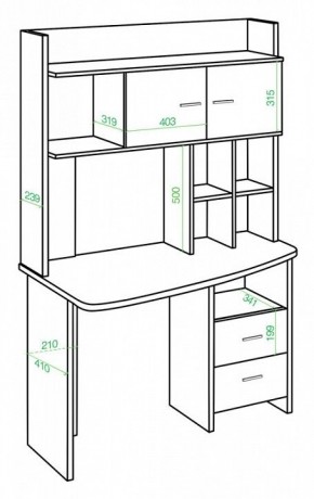 Стол компьютерный Домино Lite СКЛ-Крл120+НКЛХ-120 в Кудымкаре - kudymkar.mebel24.online | фото 2