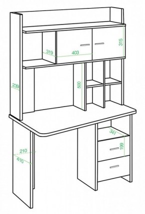 Стол компьютерный Домино Lite СКЛ-Трап120+НКЛХ-120 в Кудымкаре - kudymkar.mebel24.online | фото 2