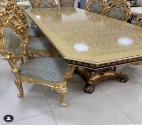 Стол прямоугольный раскладной Изабелла GOLD (столешница под мрамор) 2400(2800)*1100 в Кудымкаре - kudymkar.mebel24.online | фото