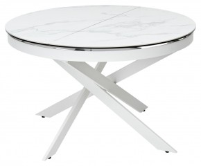 Стол TRENTO 120 HIGH GLOSS STATUARIO Белый мрамор глянцевый, керамика/ белый каркас, ®DISAUR в Кудымкаре - kudymkar.mebel24.online | фото 1
