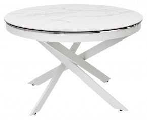 Стол TRENTO 120 HIGH GLOSS STATUARIO Белый мрамор глянцевый, керамика/ белый каркас, ®DISAUR в Кудымкаре - kudymkar.mebel24.online | фото 2