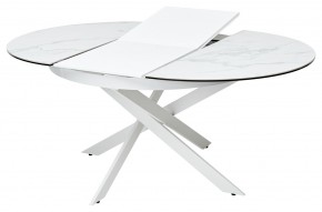 Стол TRENTO 120 HIGH GLOSS STATUARIO Белый мрамор глянцевый, керамика/ белый каркас, ®DISAUR в Кудымкаре - kudymkar.mebel24.online | фото 5