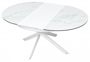 Стол TRENTO 120 HIGH GLOSS STATUARIO Белый мрамор глянцевый, керамика/ белый каркас, ®DISAUR в Кудымкаре - kudymkar.mebel24.online | фото 8