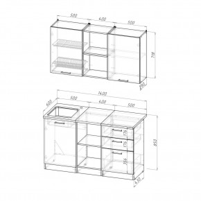 ТОМИЛЛА Кухонный гарнитур Медиум 4 (1400 мм ) в Кудымкаре - kudymkar.mebel24.online | фото 2