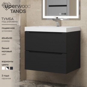 Тумба под раковину Uperwood Tanos 60 см, подвесная, черная матовая в Кудымкаре - kudymkar.mebel24.online | фото 3