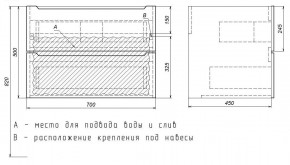 Тумба под раковину Uperwood Tanos 70 см, подвесная, белая/графит в Кудымкаре - kudymkar.mebel24.online | фото 7